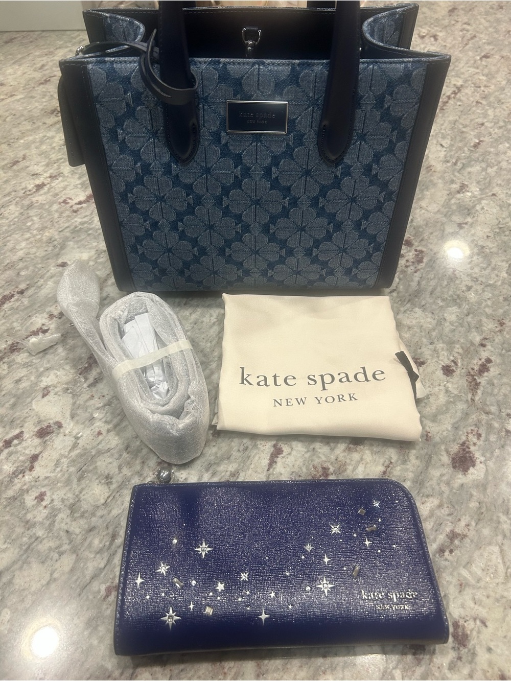 kate spade Navy & Blue Signature Print w/Matching Navy Wallet